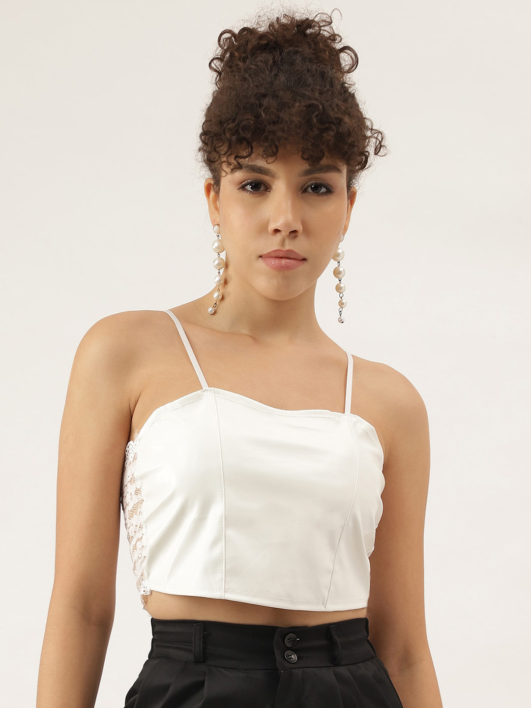 

AAHWAN Shoulder Straps Sleeveless Top, White