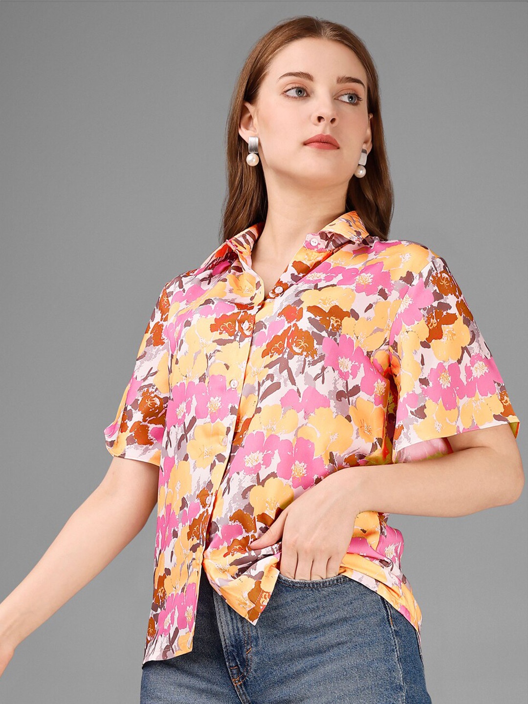 

Fbella Women Standard Floral Printed Casual Shirt, Multi