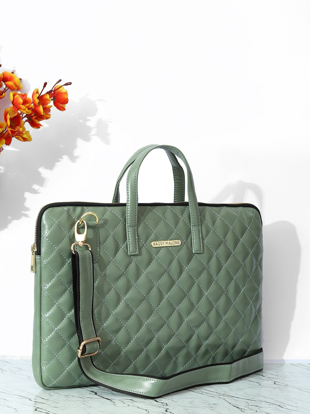 

Bagsy Malone PU Quilted Laptop Bag, Sea green