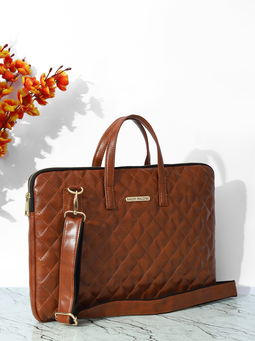

Bagsy Malone Quilted PU Laptop Bag, Tan