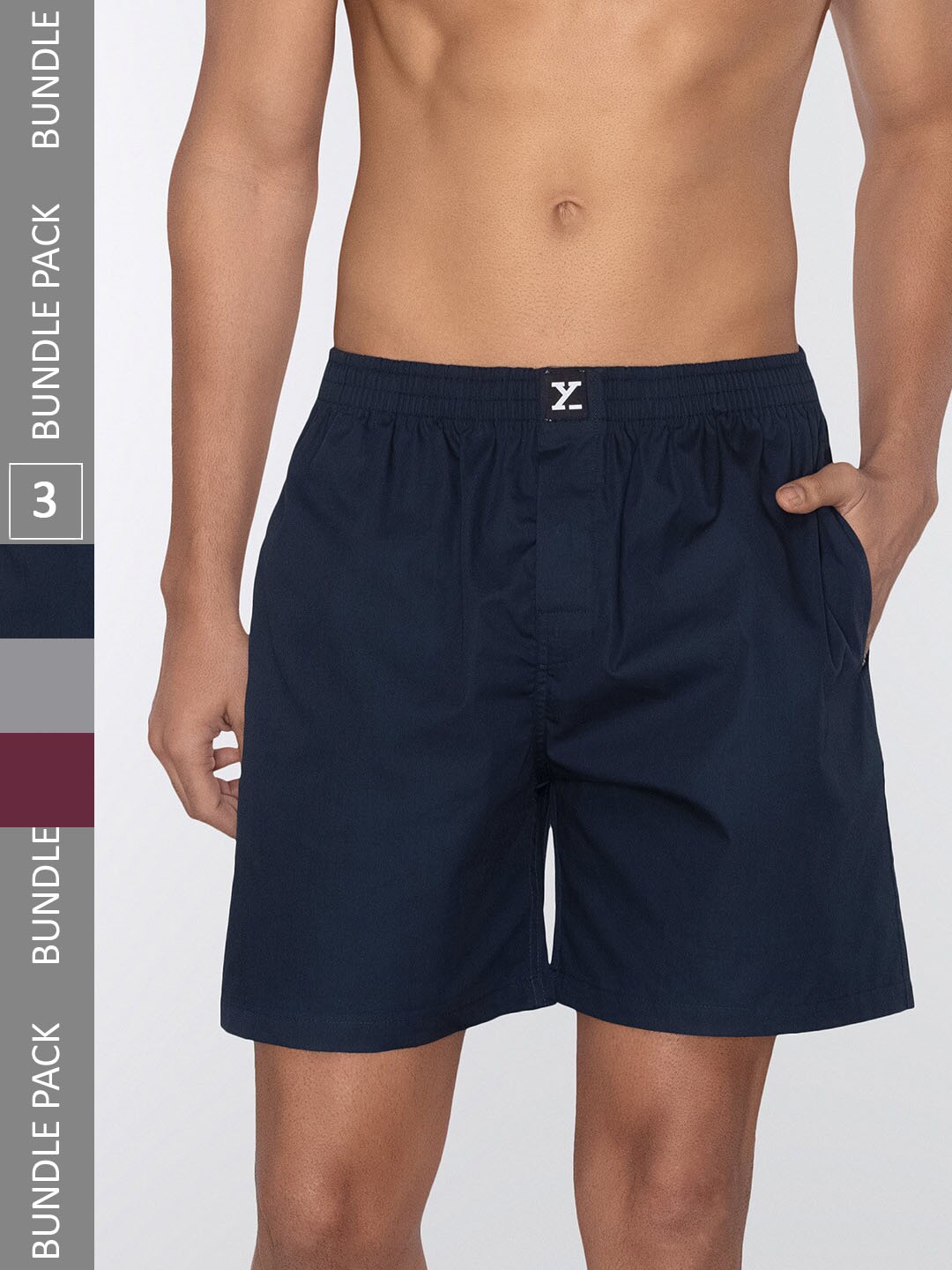 

XYXX Men Pack Of 3 Pure Cotton Boxers XYBOX3PCKN267, Navy blue