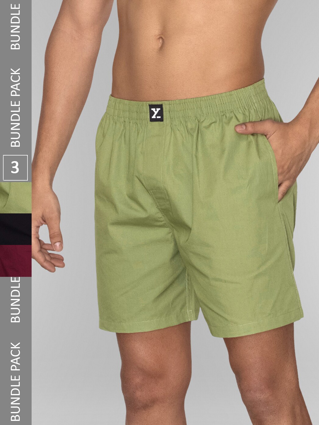 

XYXX Men Pack Of 3 Pure Cotton Boxers XYBOX3PCKN273, Green