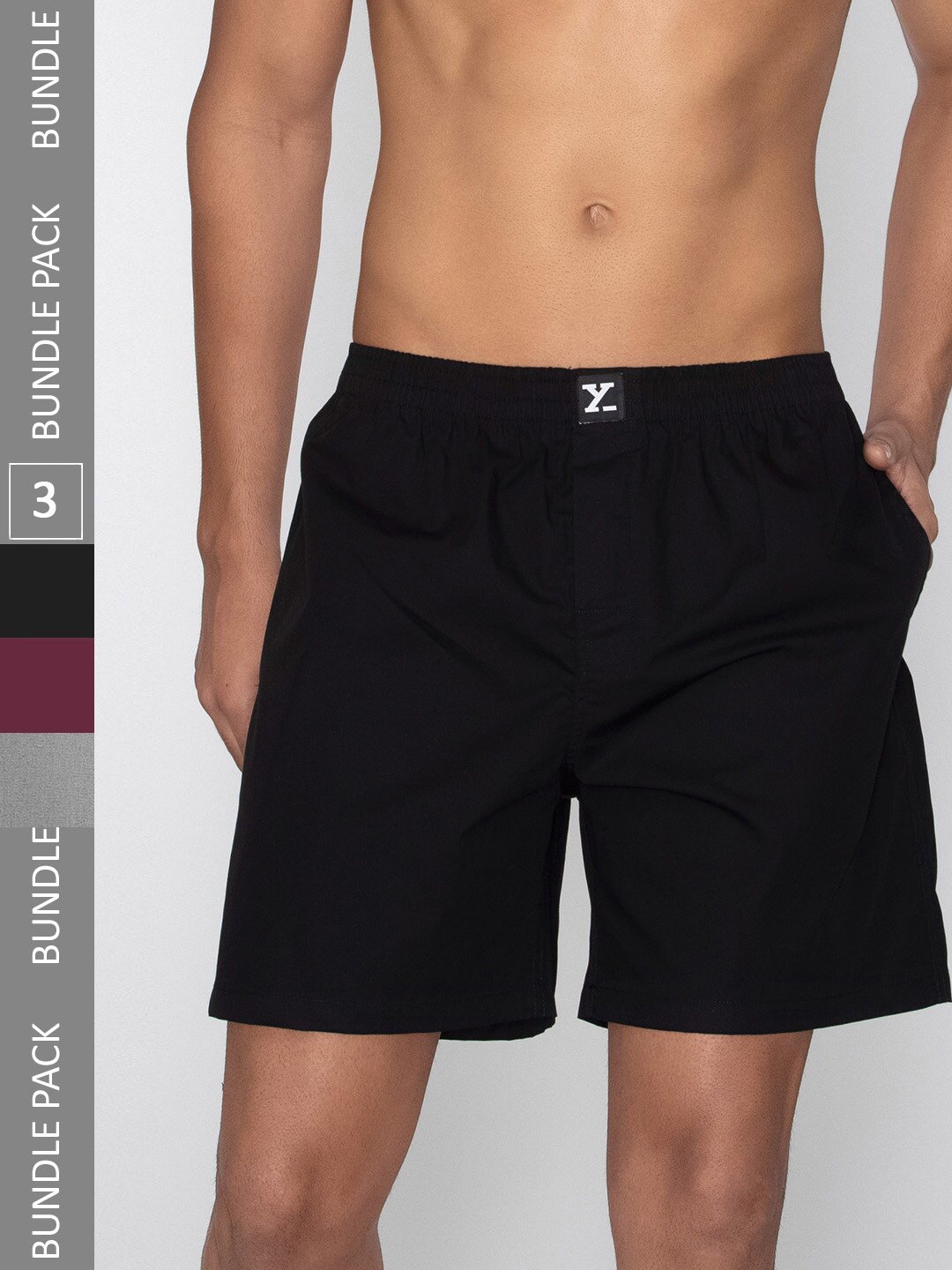

XYXX Men Pack Of 3 Pure Cotton Boxers XYBOX3PCKN272, Black