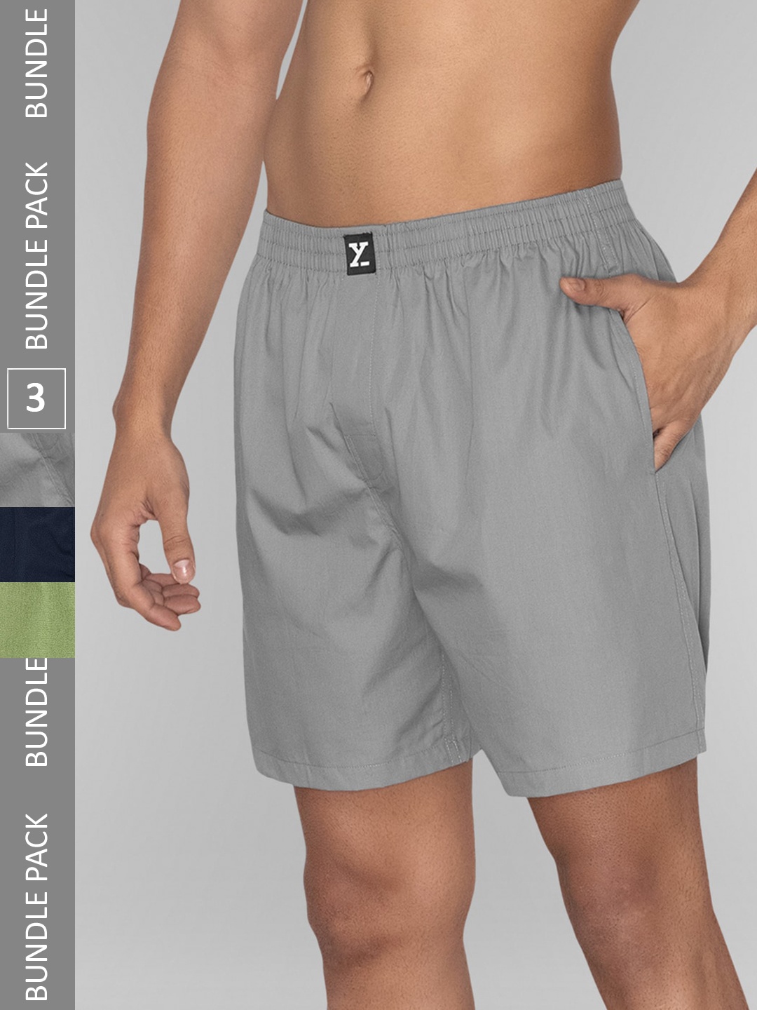 

XYXX Men Pack Of 3 Pure Cotton Boxers XYBOX3PCKN271, Green