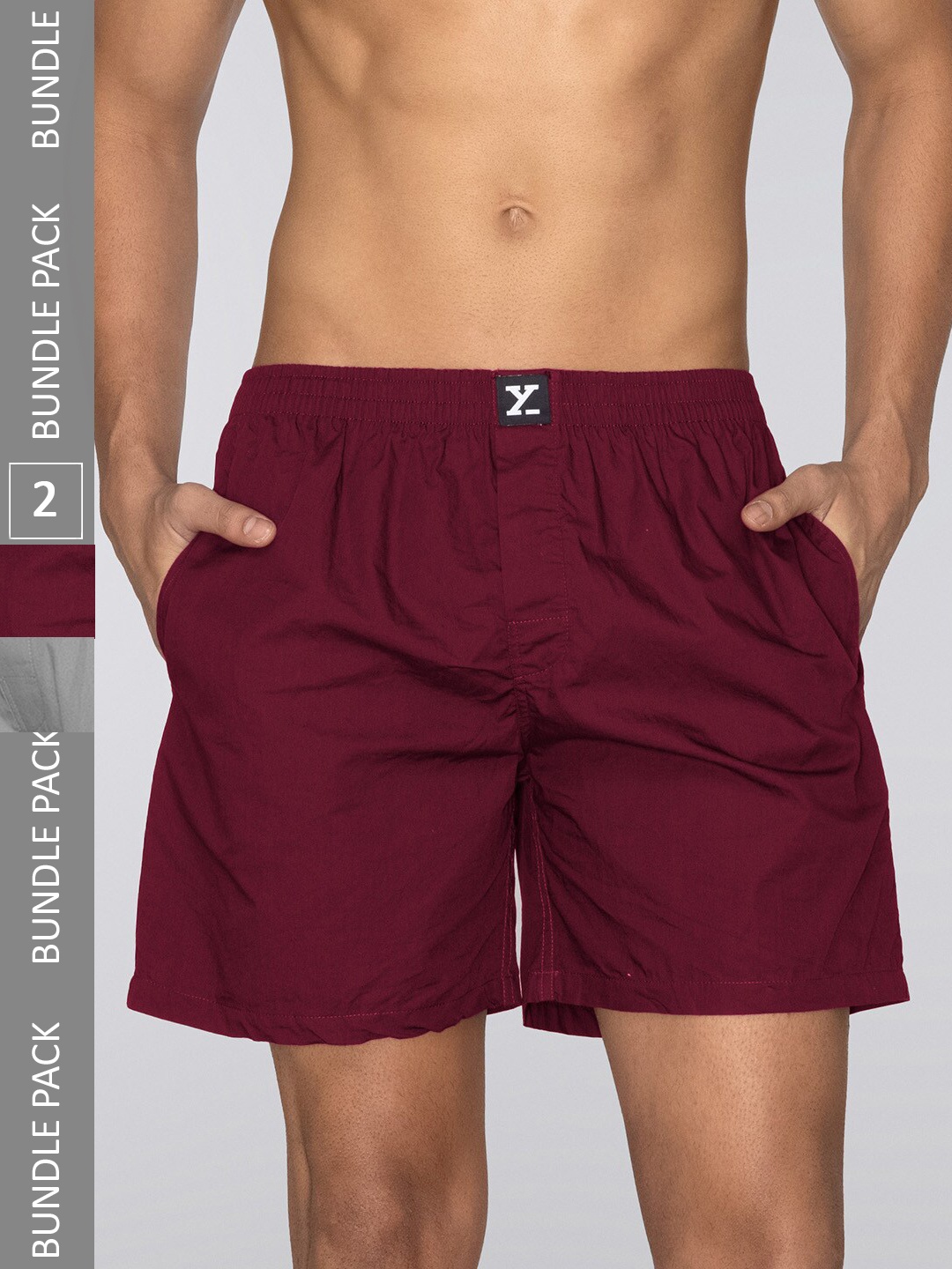 

XYXX Men Pack Of 2 Pure Cotton Boxers XYBOX2PCKN351, Burgundy