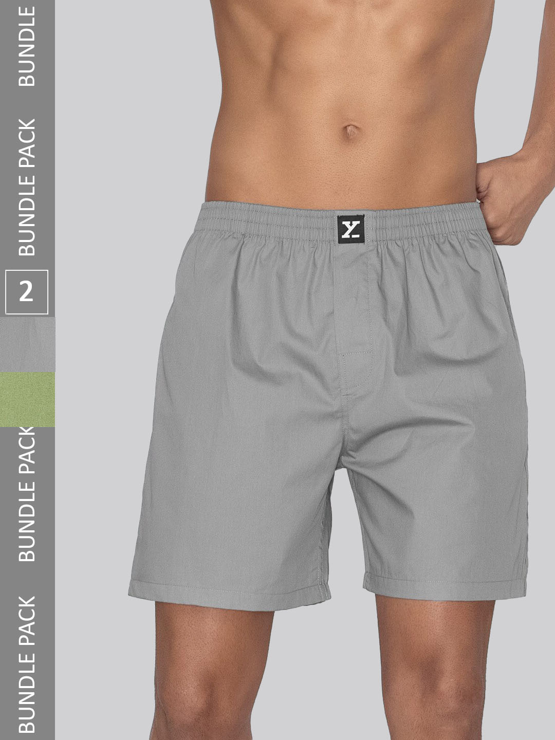 

XYXX Men Pack Of 2 Pure Cotton Boxers XYBOX2PCKN355, Grey