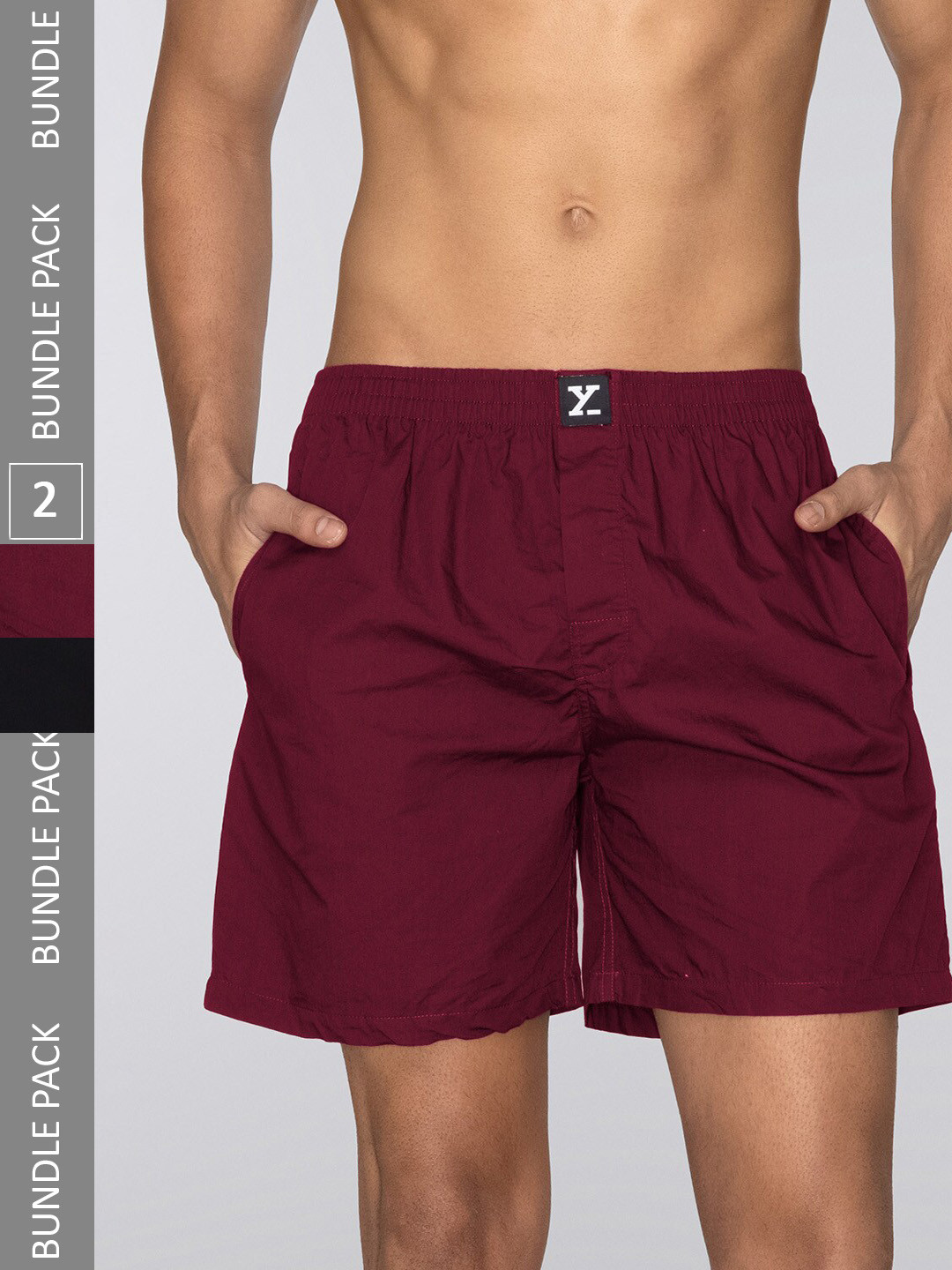 

XYXX Men Pack Of 2 Anti-Roll Pure Cotton Boxers XYBOX2PCKN350, Black