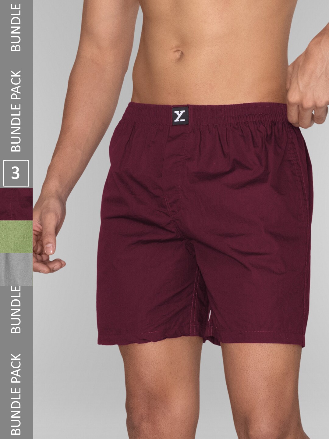 

XYXX Men Pack Of 3 Pure Cotton Boxers, Green