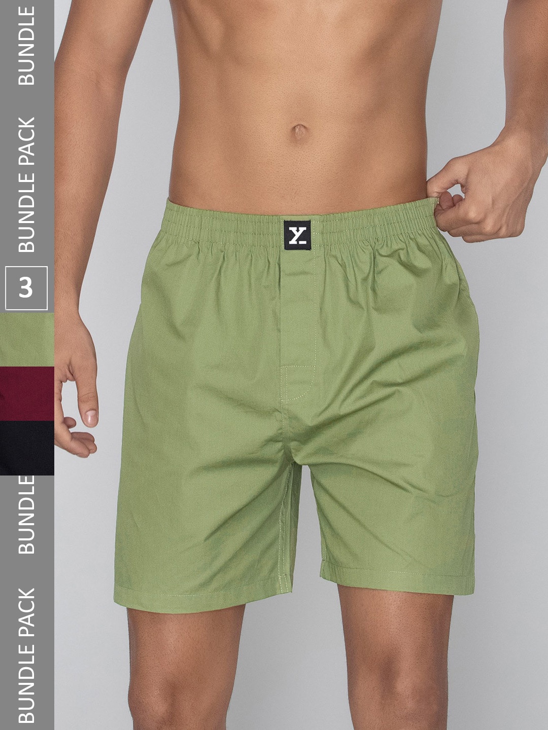 

XYXX Men Plus Size Pack Of 3 Pure Cotton Boxers, Green