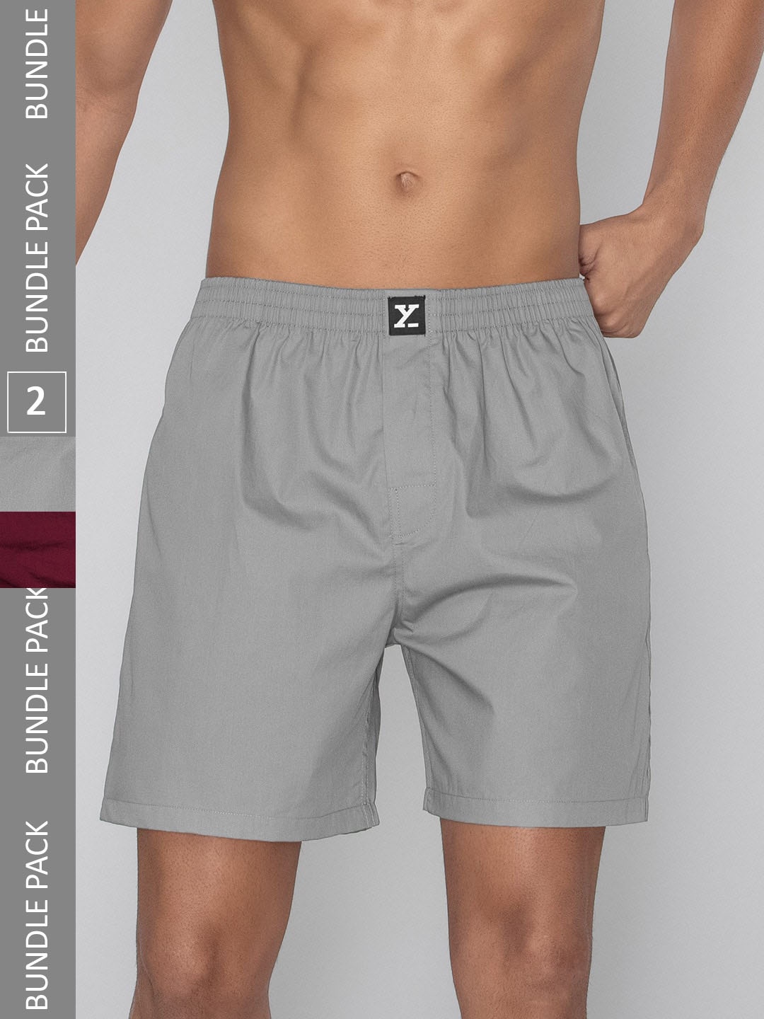 

XYXX Men Pack Of 2 Pure Cotton Boxers, Grey