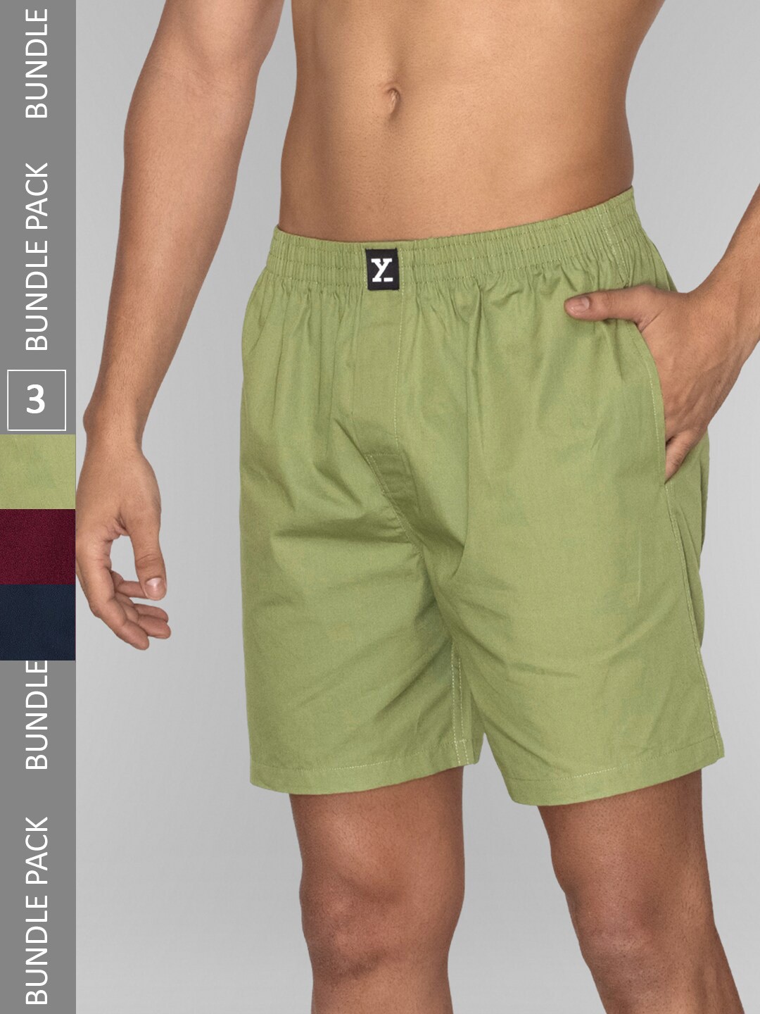 

XYXX Pack Of 3 Pure Cotton Boxers, Olive