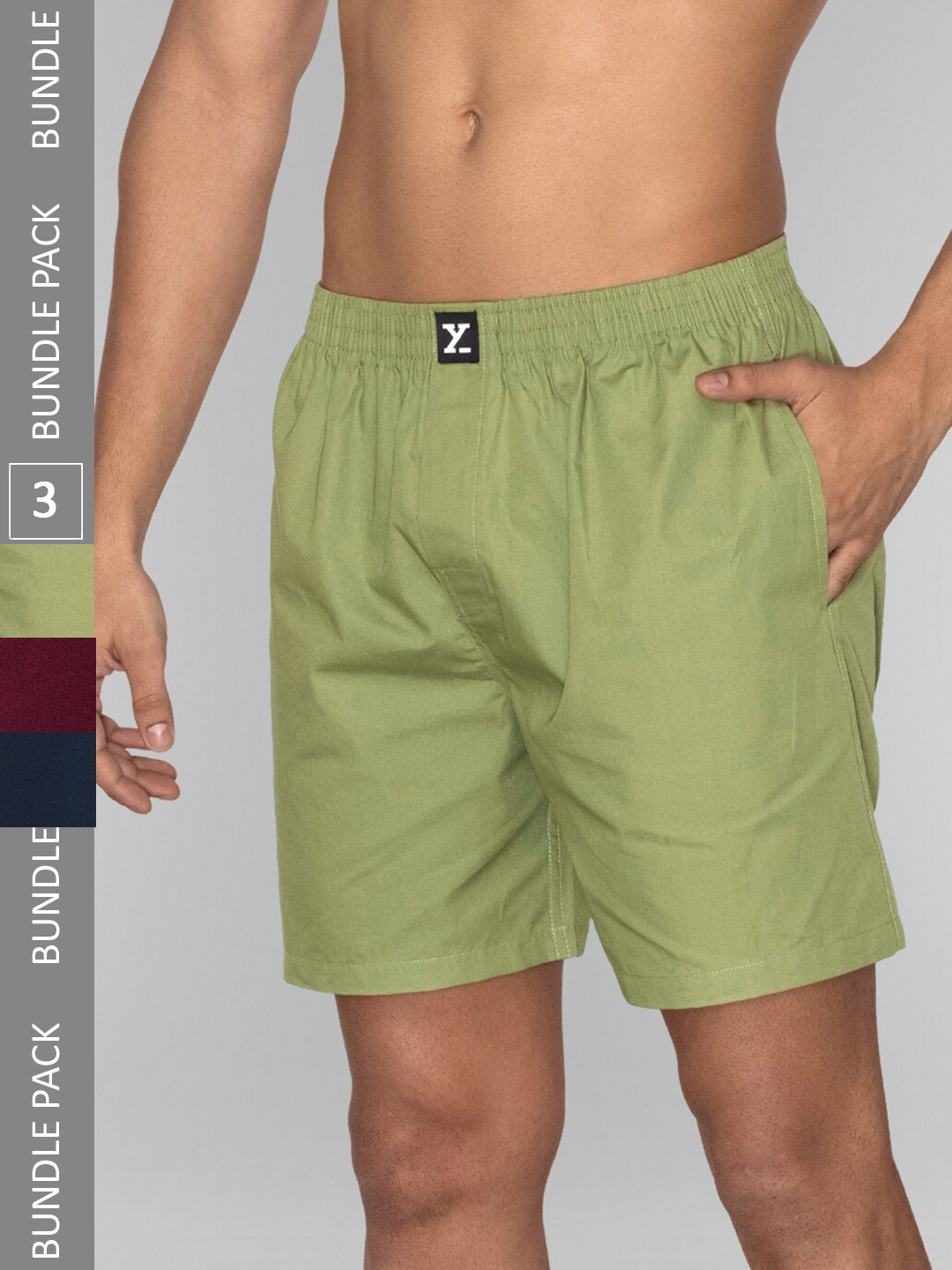 

XYXX Pack Of 3 Pure Cotton Boxers, Navy blue