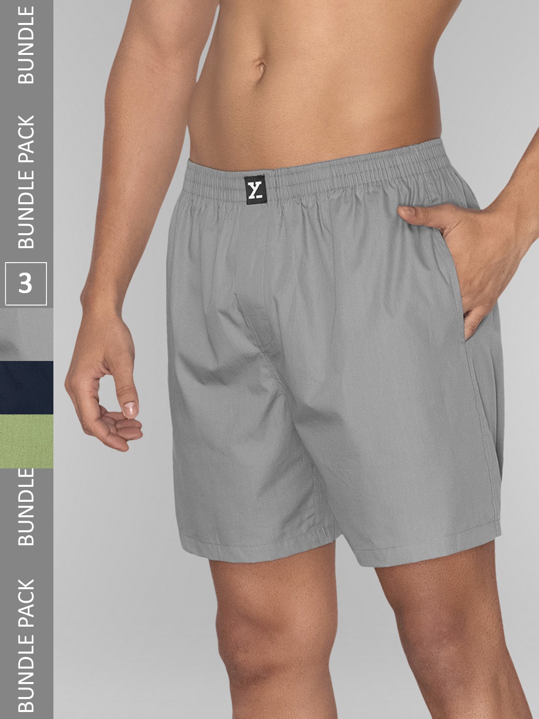 

XYXX Pack Of 3 Pure Cotton Boxers, Grey