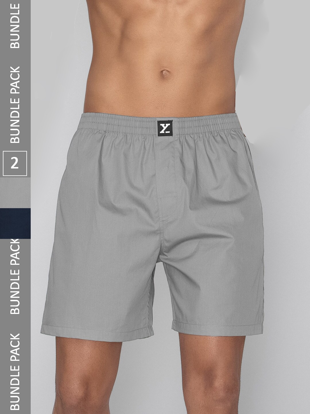 

XYXX Men Pack Of 2 Pure Cotton Boxers XYBOX2PCKN348, Grey