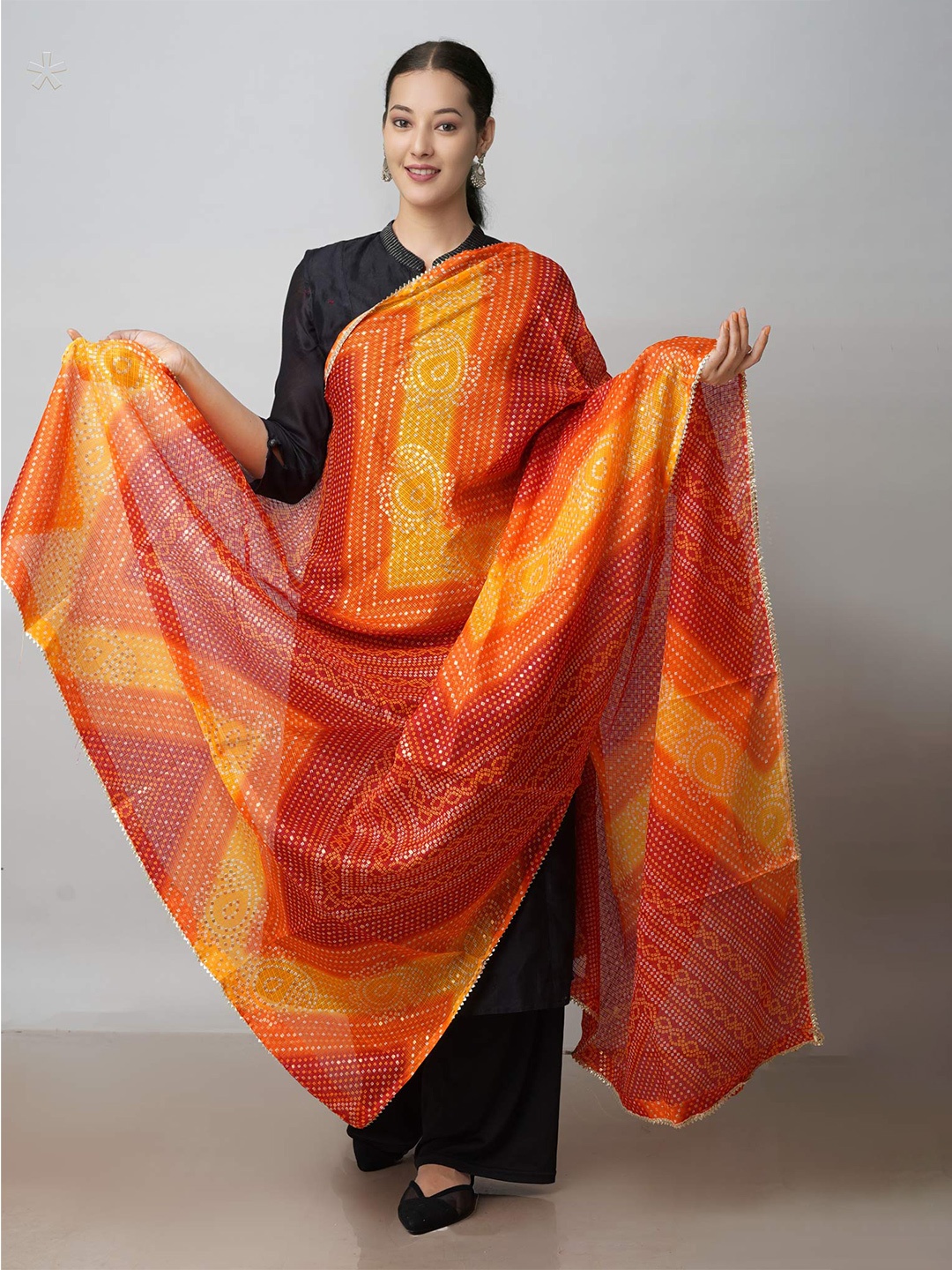 

Unnati Silks Printed Bandhani Silk Dupatta, Red