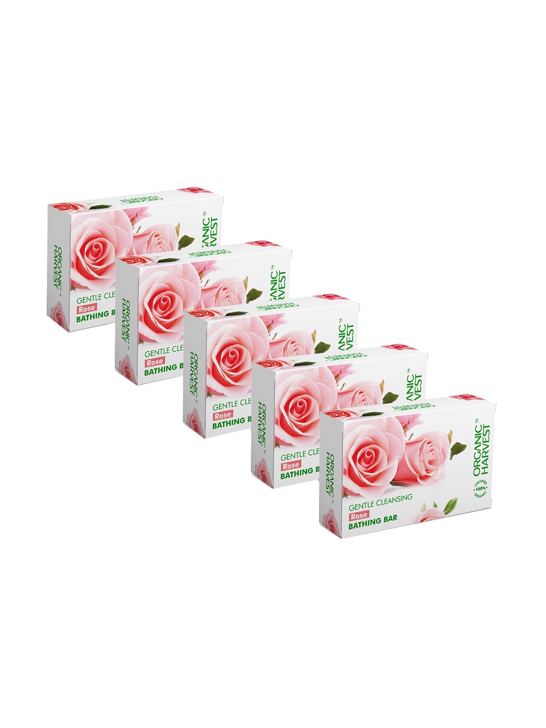 

Organic Harvest Set of 5 Rose Soap Bathing Bar - 125 g each, Red