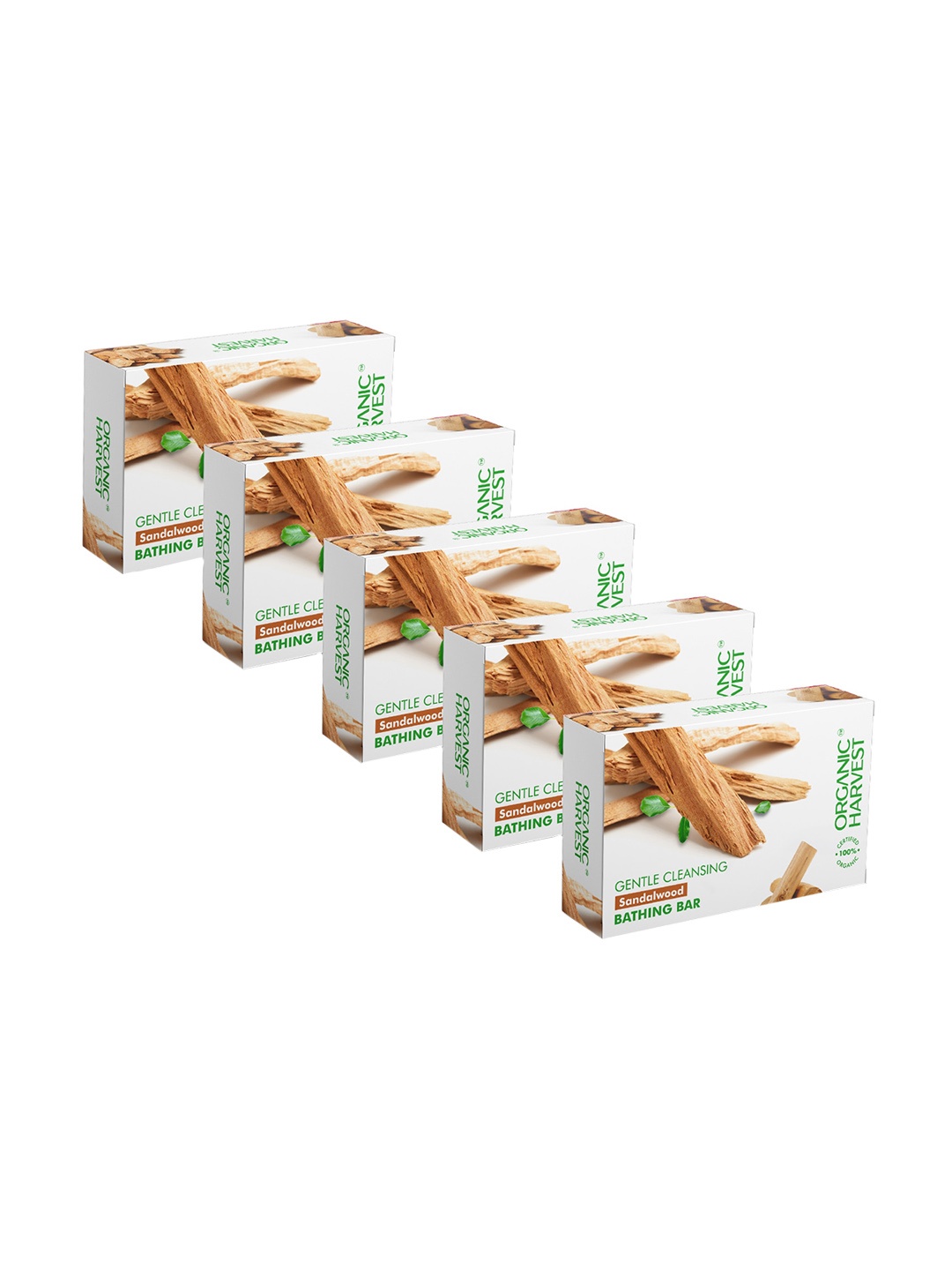 

Organic Harvest Set of 5 Sandalwood Soap Bathing Bar - 125 g each, Brown