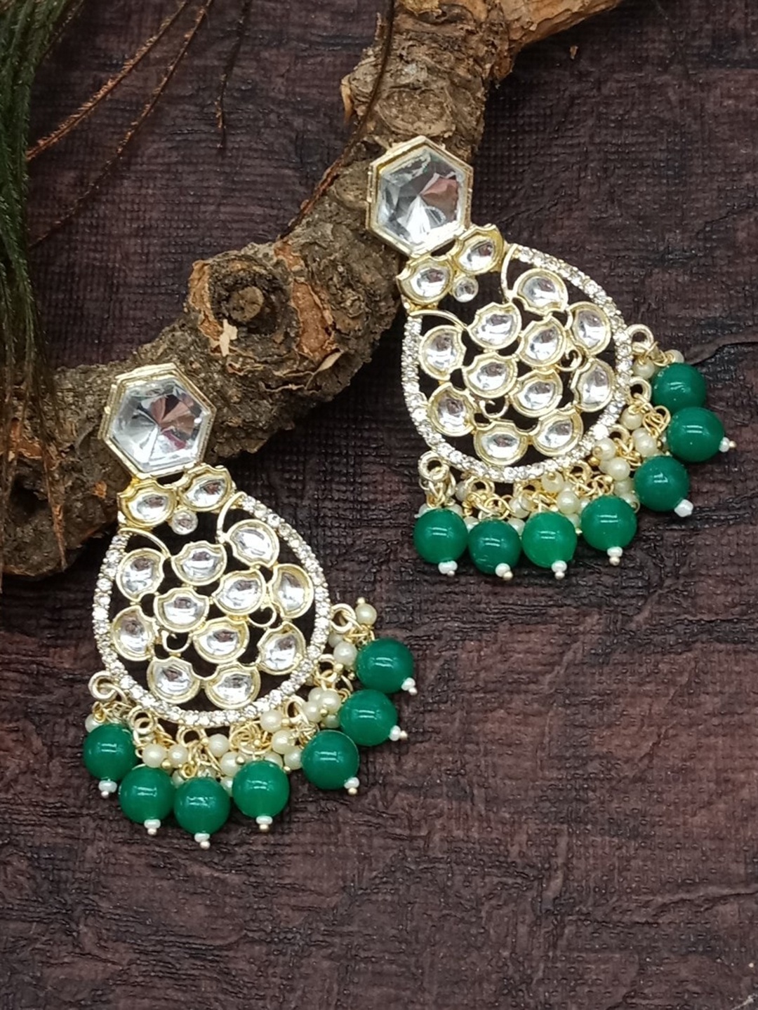 

AASHISH IMITATION Gold-Plated Circular Chandbalis Earrings