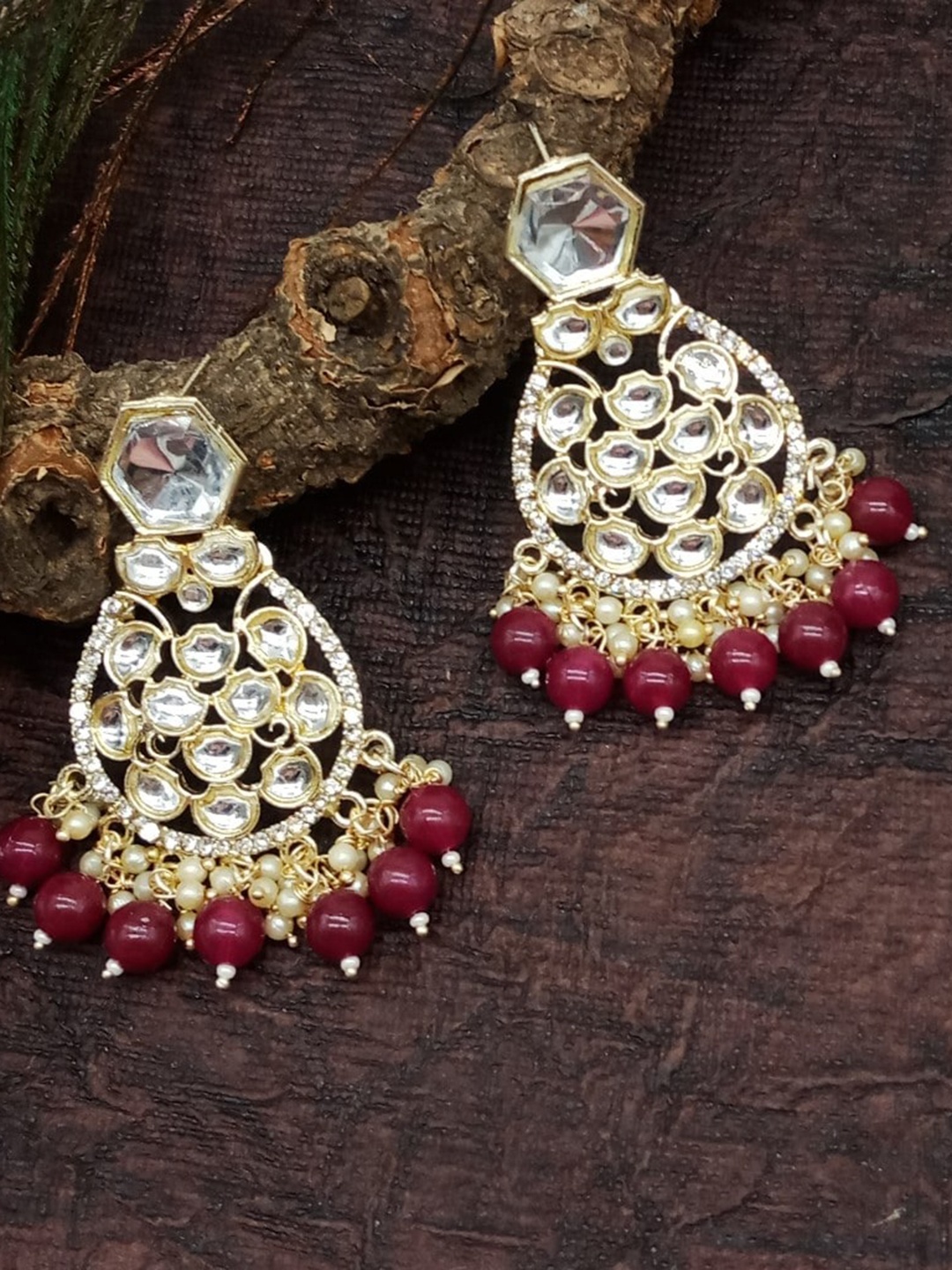 

AASHISH IMITATION Gold-Plated Circular Chandbalis Earrings