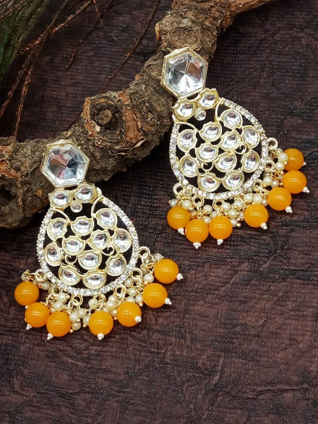 

AASHISH IMITATION Gold-Plated Circular Chandbalis Earrings