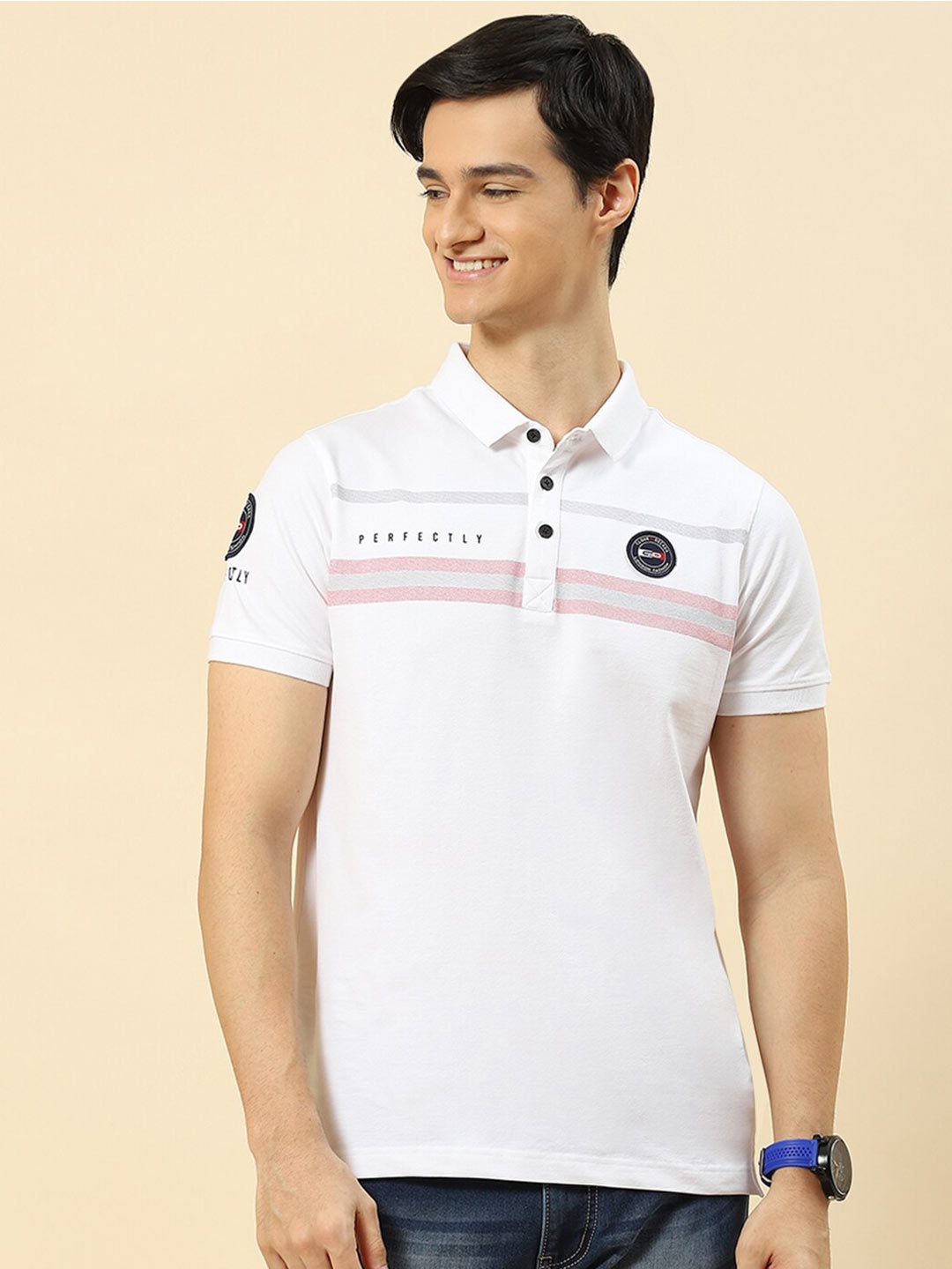 

Cloak & Decker by Monte Carlo Typography Printed Polo Collar Cotton T-shirt, White