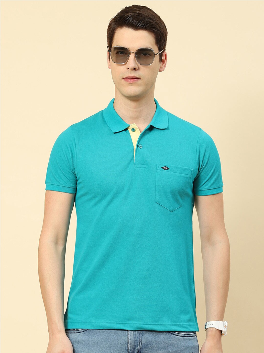 

Cloak & Decker by Monte Carlo Polo Collar Cotton T-shirt, Blue