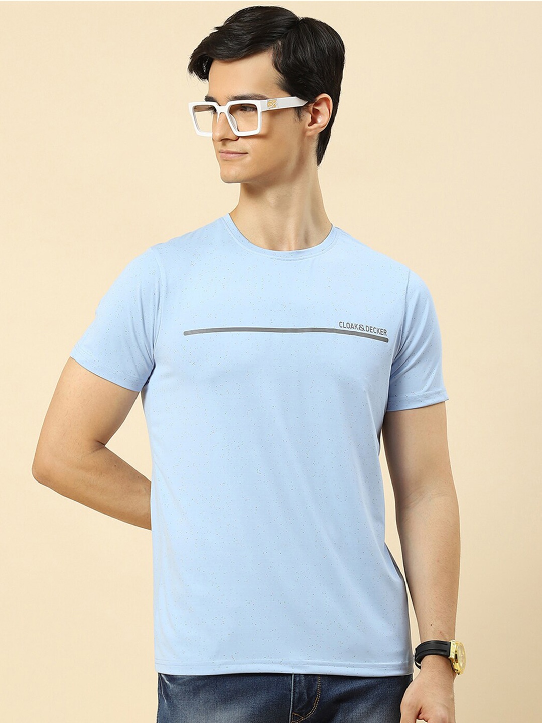 

Cloak & Decker by Monte Carlo Round Neck Cotton T-shirt, Blue