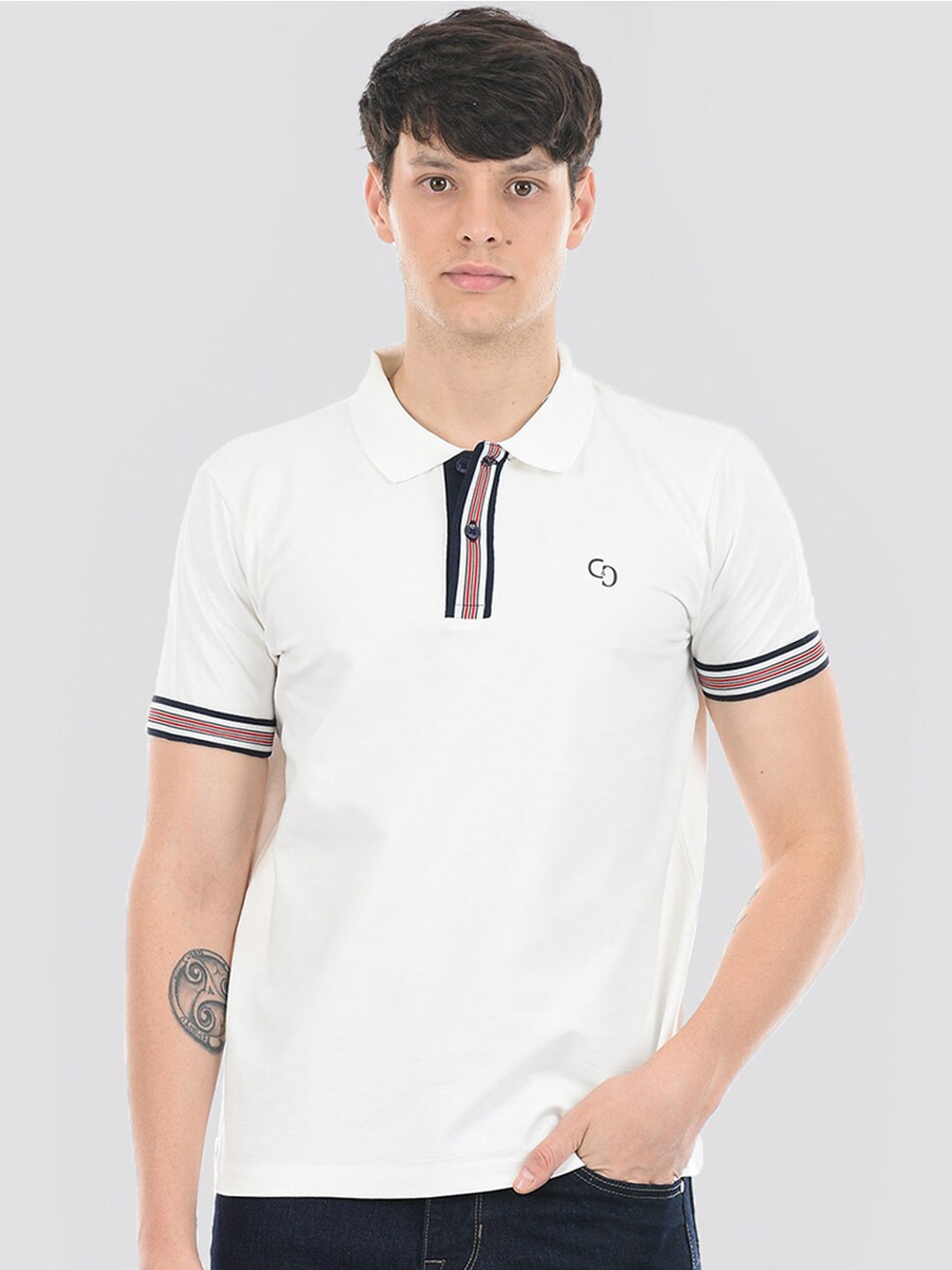 

Cloak & Decker by Monte Carlo Polo Collar Cotton T-shirt, White