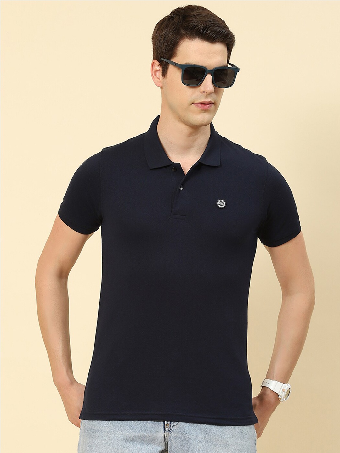 

Cloak & Decker by Monte Carlo Polo Collar Cotton T-shirt, Navy blue
