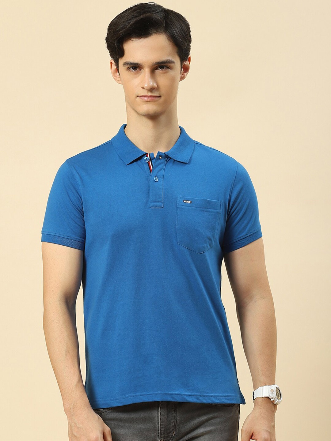 

Cloak & Decker by Monte Carlo Polo Collar Cotton T-shirt, Blue