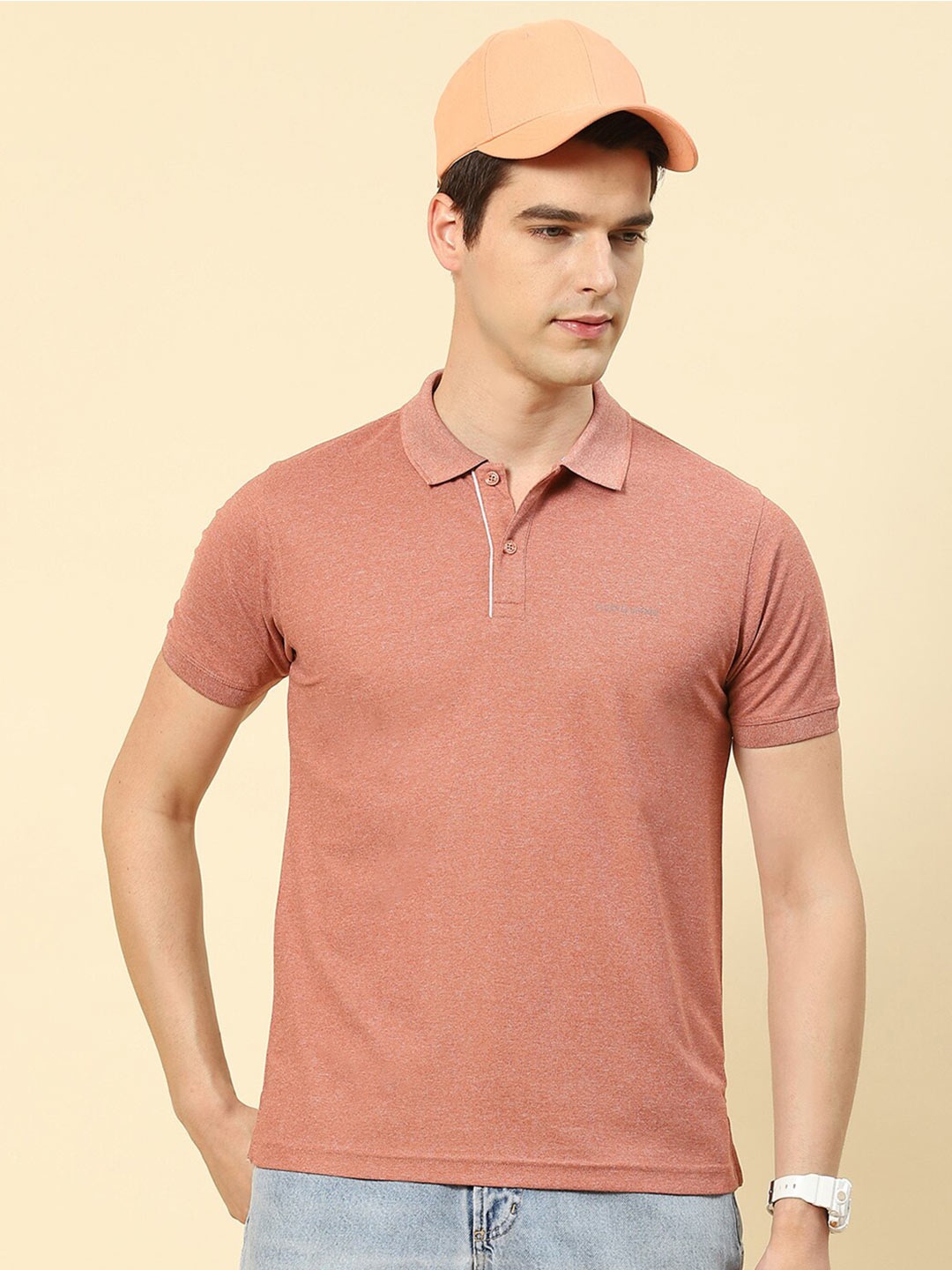 

Cloak & Decker by Monte Carlo Polo Collar Cotton T-Shirt, Coral