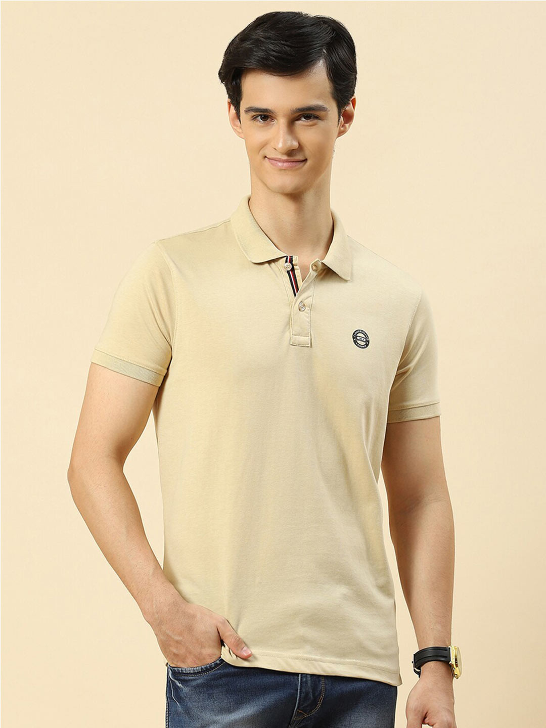 

Cloak & Decker by Monte Carlo Polo Collar Cotton T-shirt, Beige