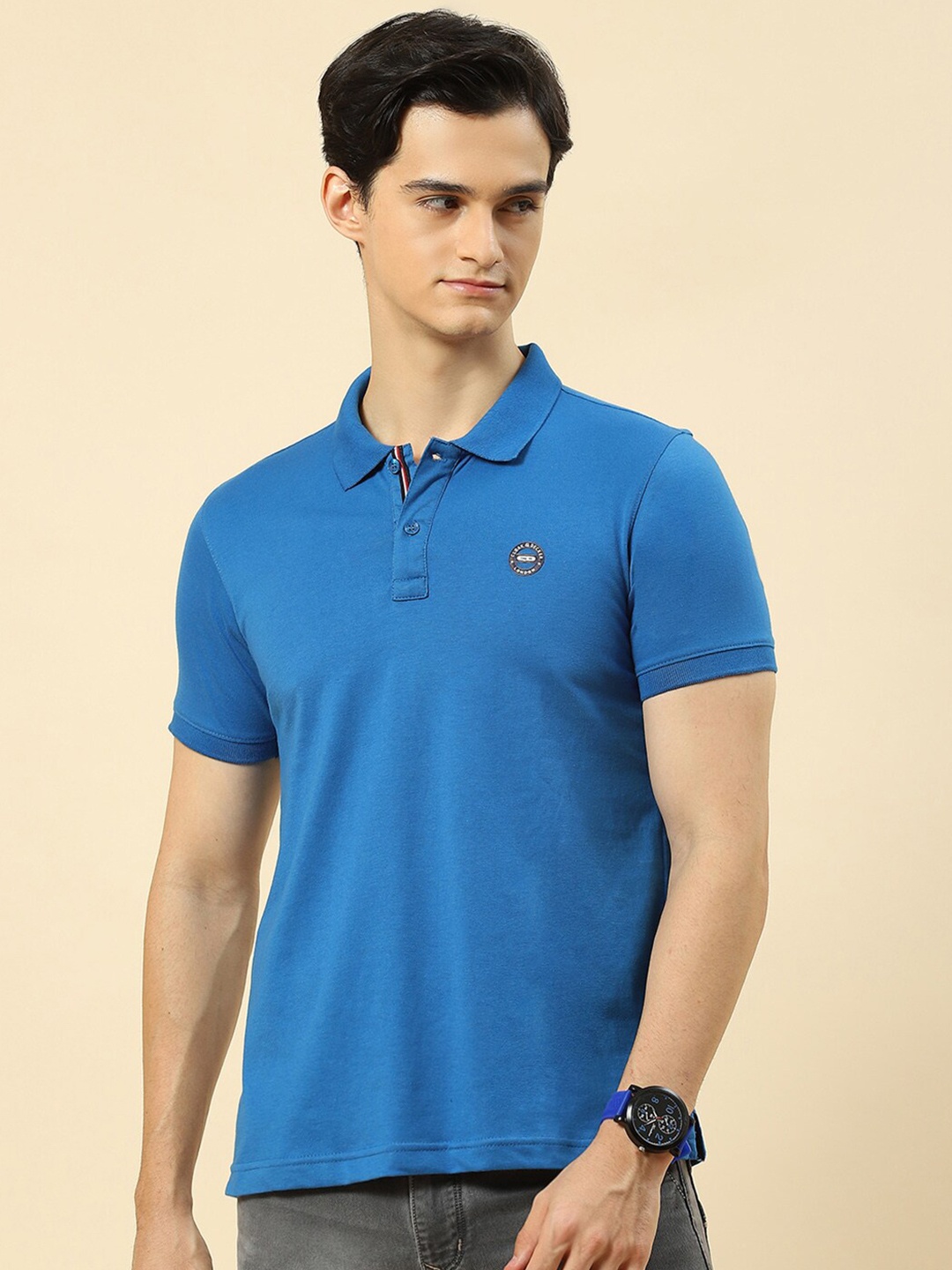 

Cloak & Decker by Monte Carlo Polo Collar Cotton T-shirt, Blue