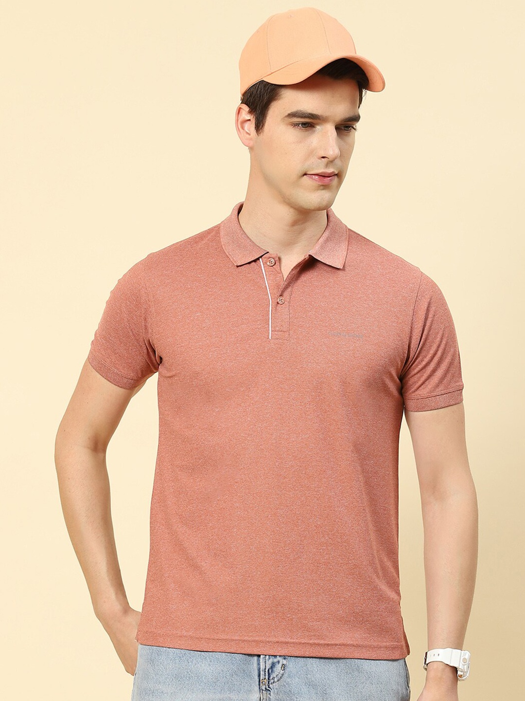 

Cloak & Decker by Monte Carlo Polo Collar Short Sleeves Cotton T-Shirt, Coral