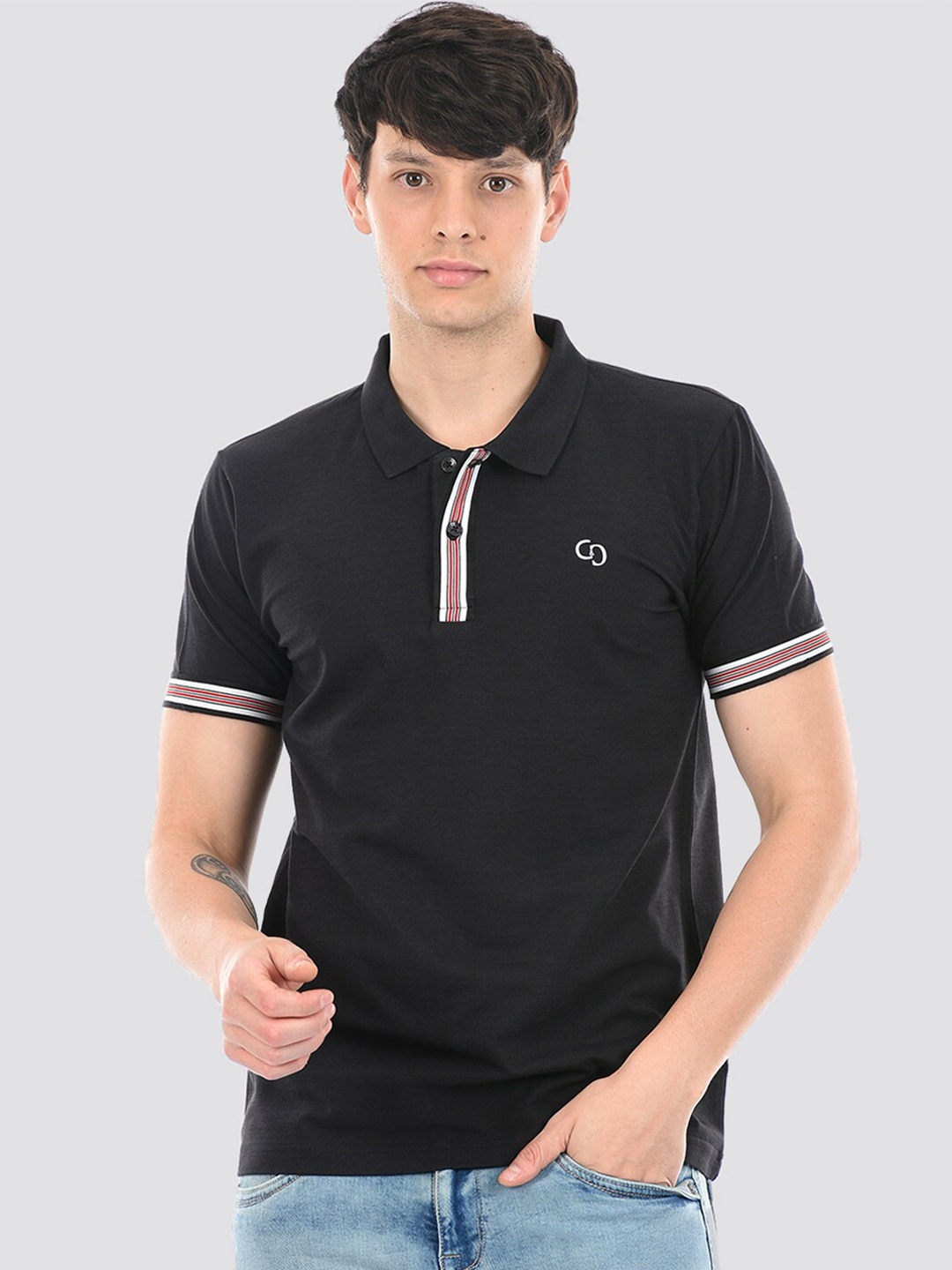 

Cloak & Decker by Monte Carlo Polo Collar Cotton T-shirt, Black