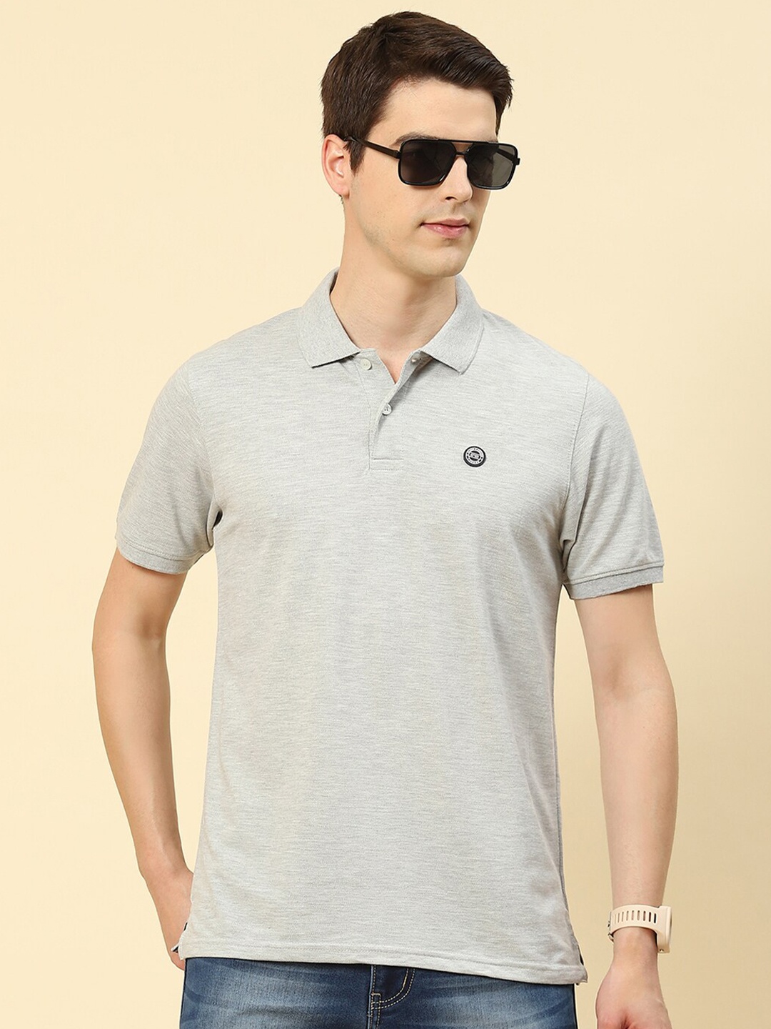 

Cloak & Decker by Monte Carlo Polo Collar Short Sleeves Cotton T-Shirt, Grey