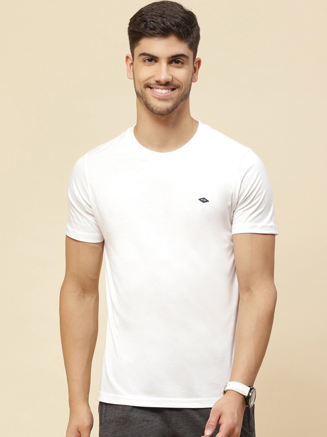

Cloak & Decker by Monte Carlo Round Neck Cotton T-shirt, White
