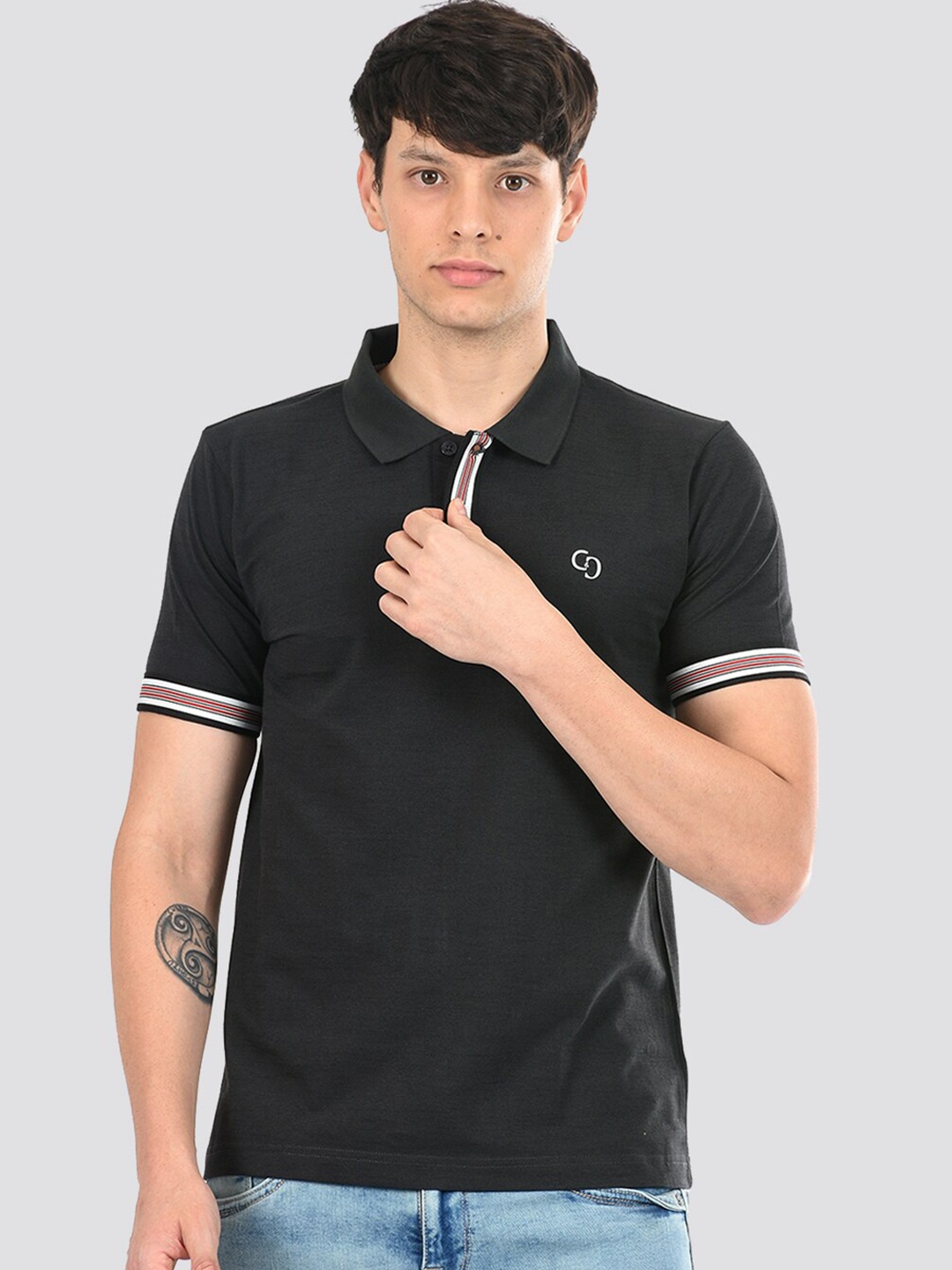 

Cloak & Decker by Monte Carlo Polo Collar Cotton T-shirt, Charcoal
