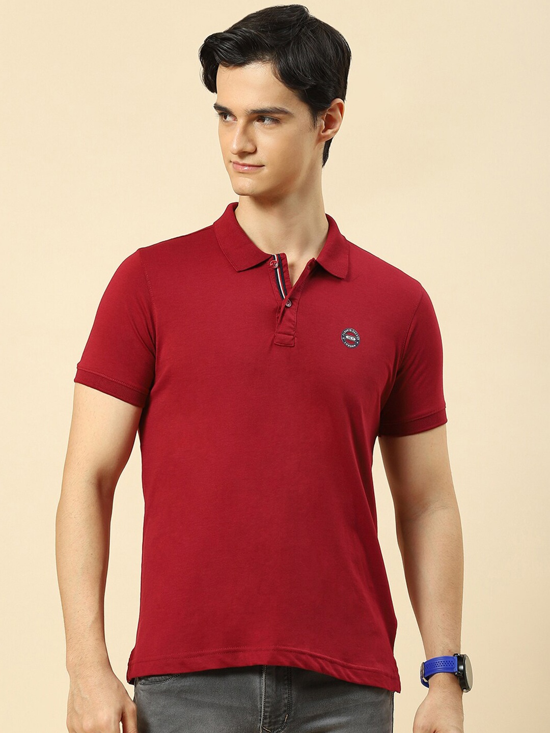 

Cloak & Decker by Monte Carlo Polo Collar Short Sleeves Cotton T-Shirt, Maroon