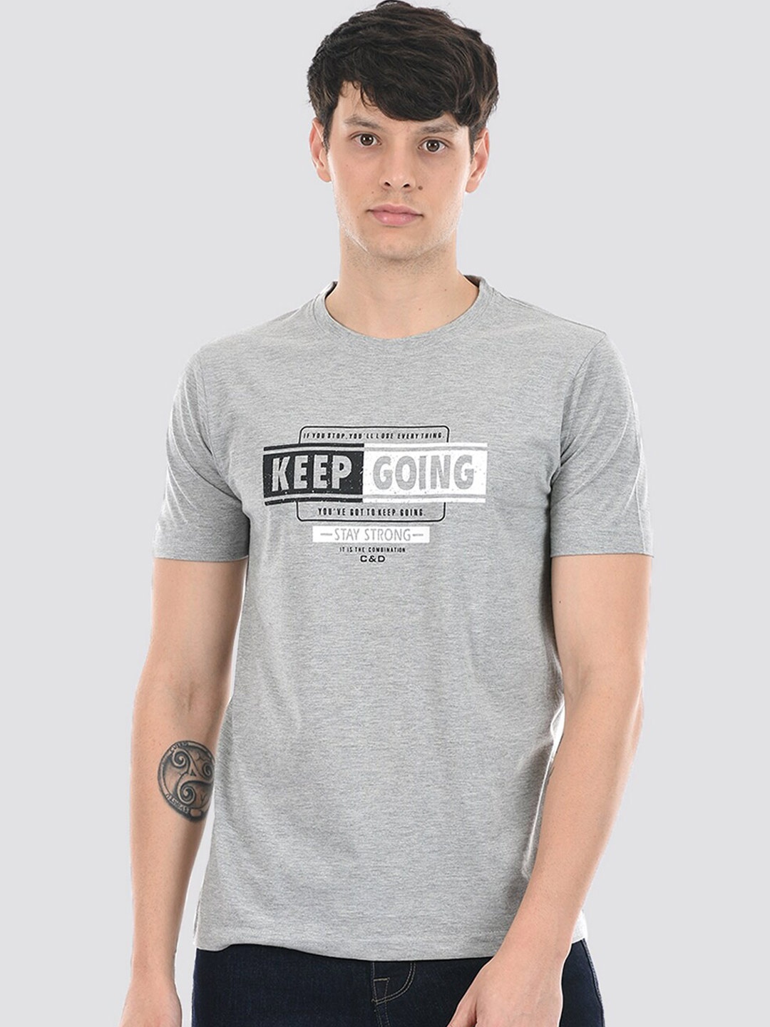 

Cloak & Decker by Monte Carlo Typography Printed Cotton T-shirt, Grey