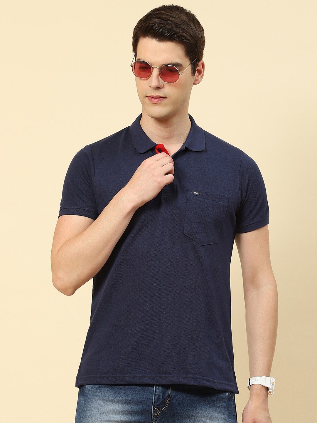 

Cloak & Decker by Monte Carlo Polo Collar Cotton T-shirt, Navy blue