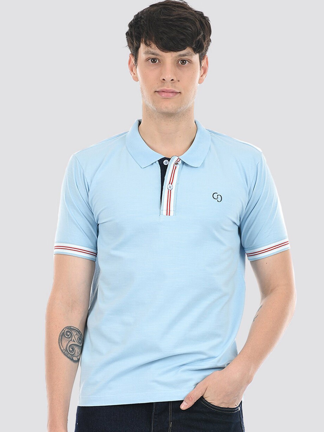 

Cloak & Decker by Monte Carlo Polo Collar Cotton T-shirt, Blue