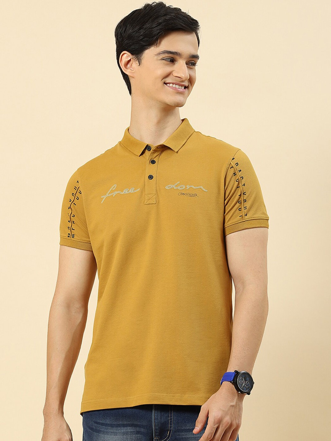 

Cloak & Decker by Monte Carlo Polo Collar Cotton T-shirt, Mustard