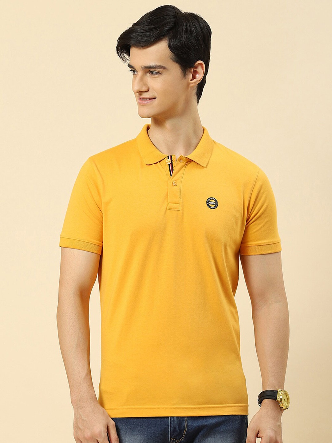 

Cloak & Decker by Monte Carlo Polo Collar Cotton T-shirt, Yellow