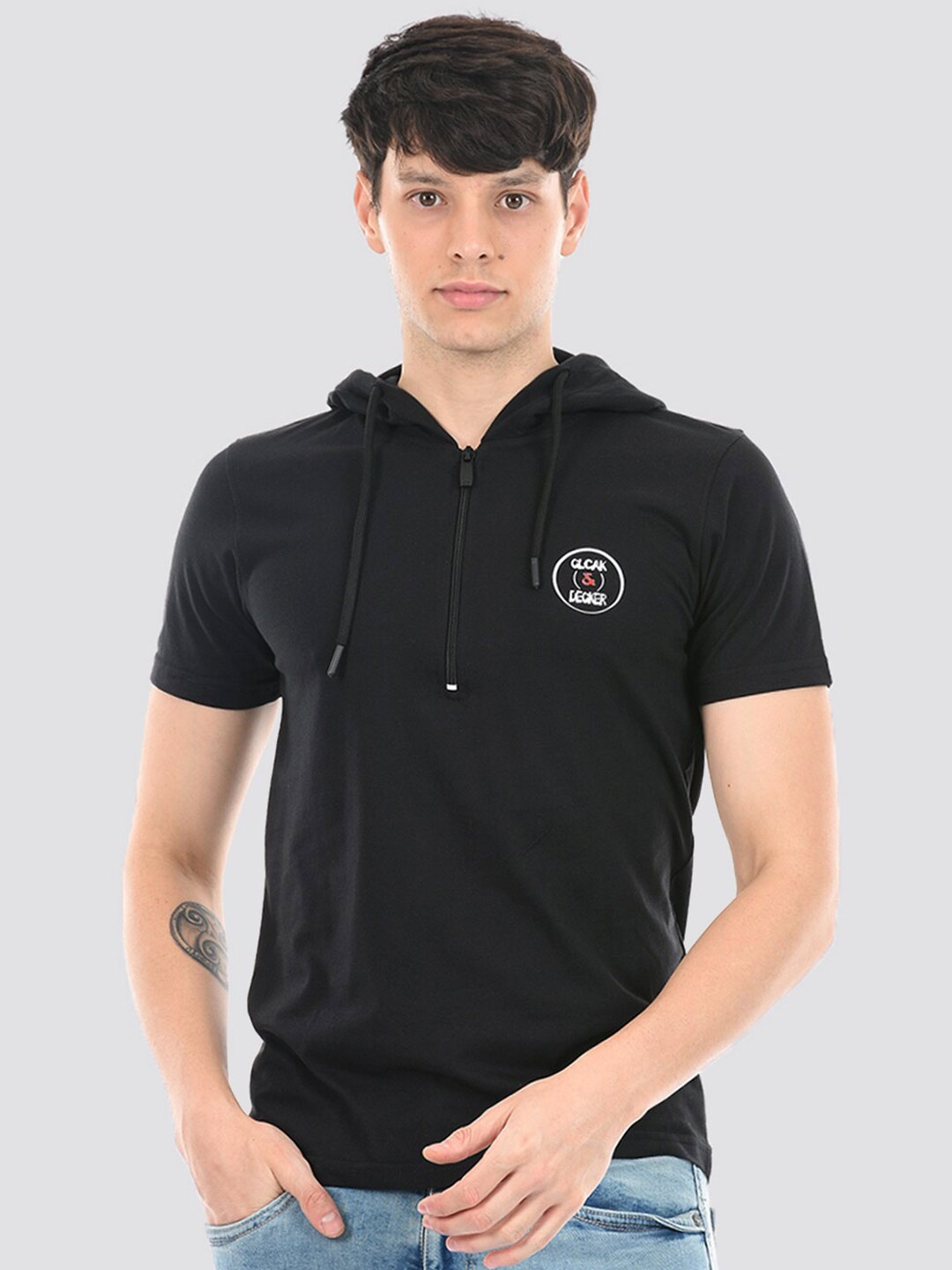 

Cloak & Decker by Monte Carlo Hooded Cotton Casual T-shirt, Black
