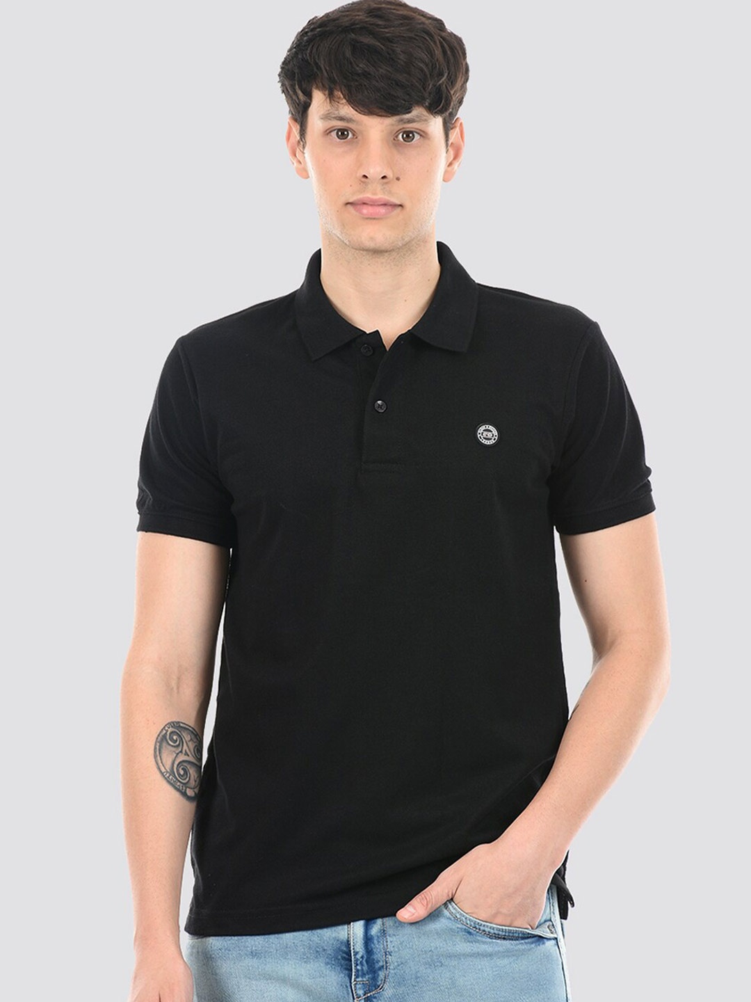 

Cloak & Decker by Monte Carlo Polo Collar Cotton T-shirt, Black