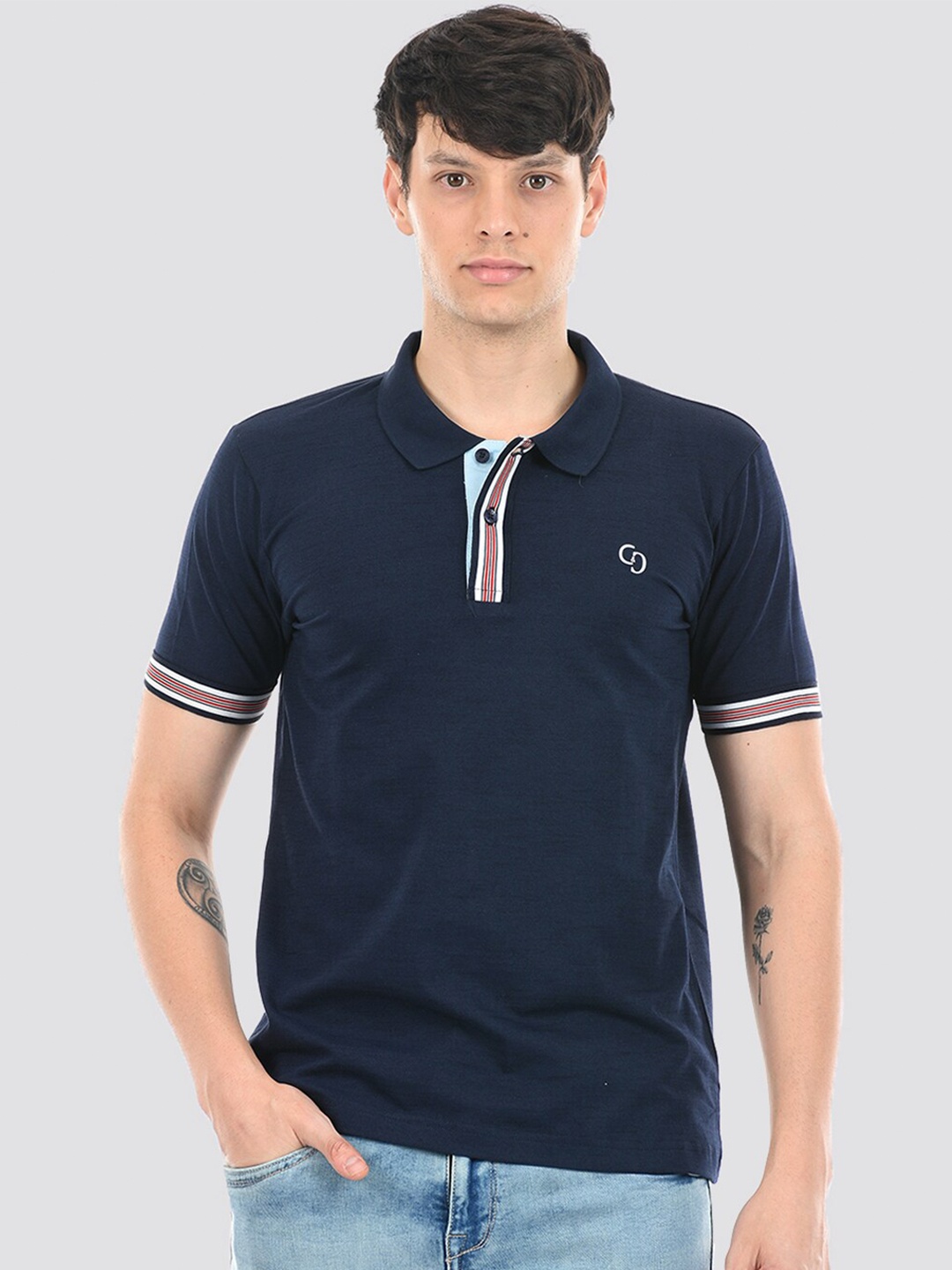 

Cloak & Decker by Monte Carlo Polo Collar Cotton T-shirt, Navy blue