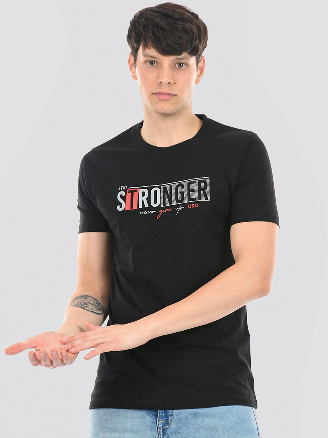 

Cloak & Decker by Monte Carlo Typography Printed Cotton T-shirt, Black