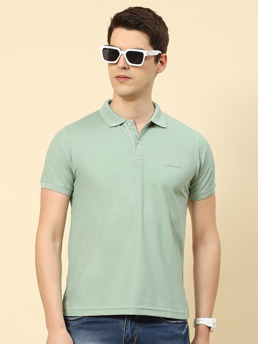 

Cloak & Decker by Monte Carlo Polo Collar Cotton Casual T-shirt, Green