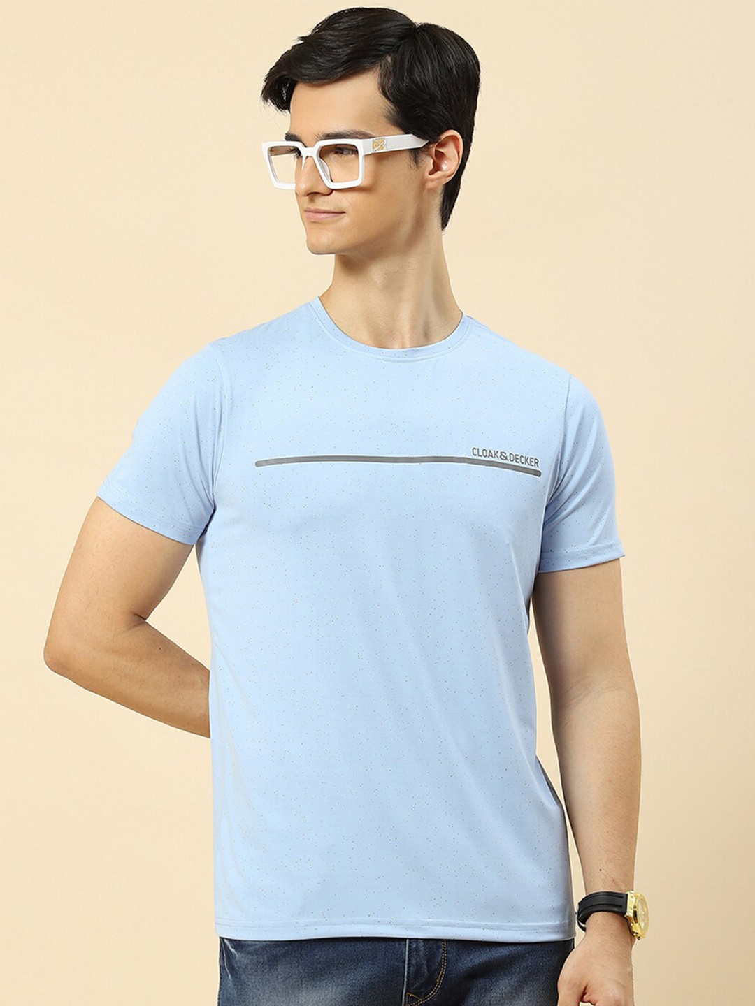 

Cloak & Decker by Monte Carlo Round Neck Cotton T-shirt, Blue